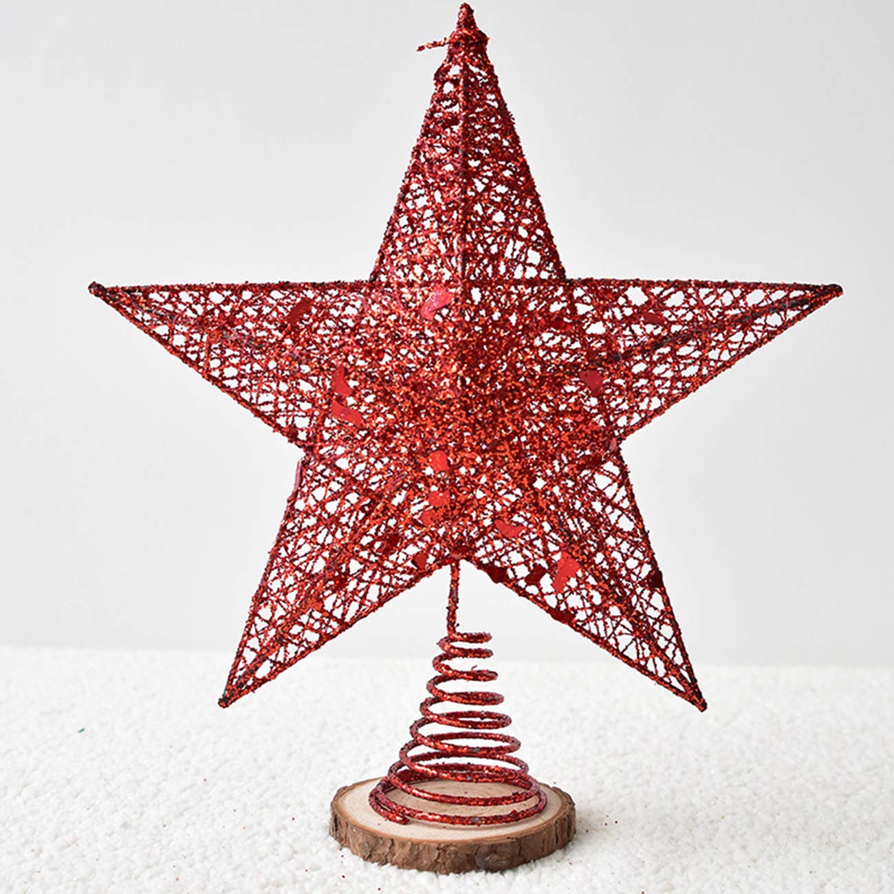 10” Christmas Tree Topper Star Tree-top Star Christmas Tree Decoration Indoor Party Home Decoration (Red)