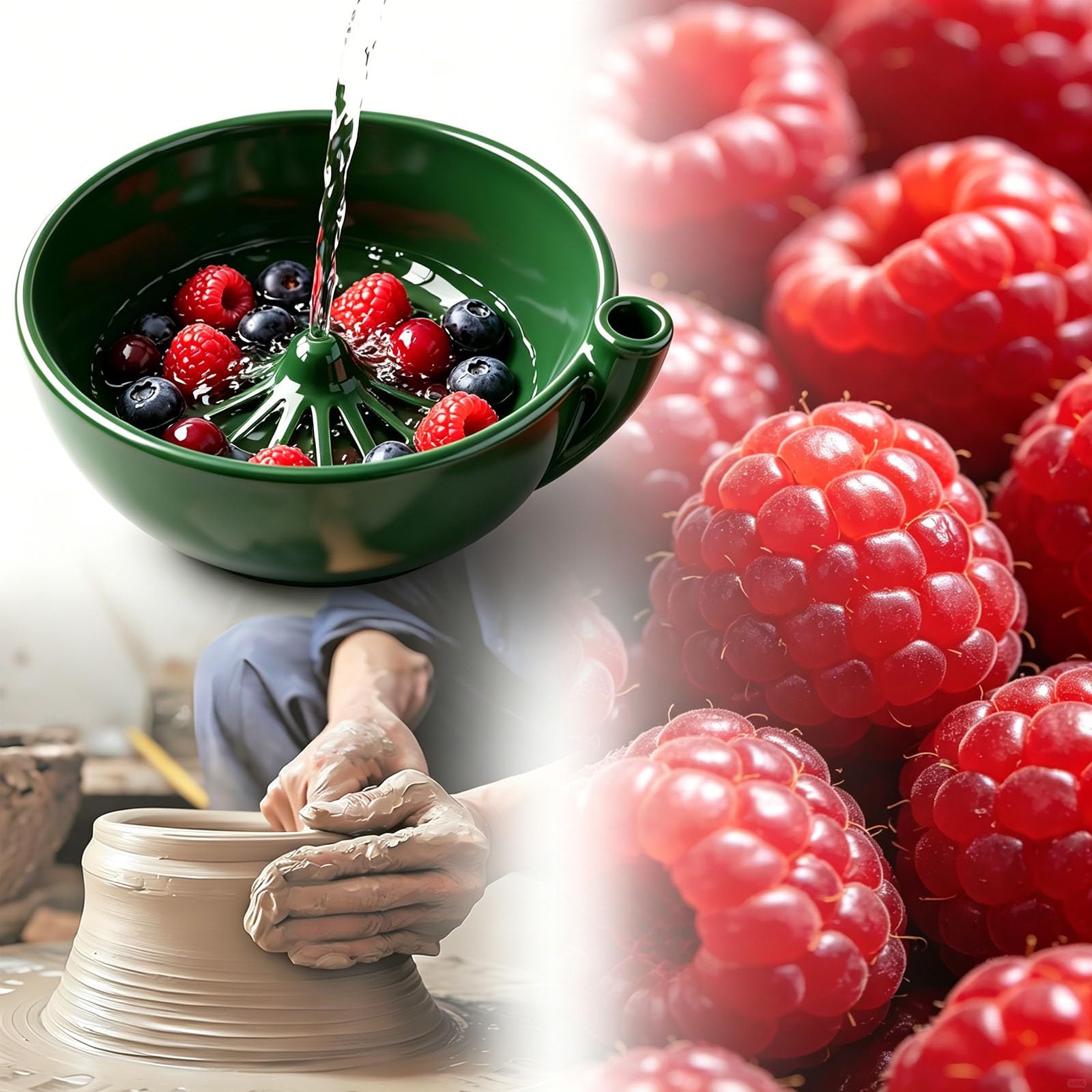 Bol de rinçage en céramique perforé pour ne plus écraser les petits fruits