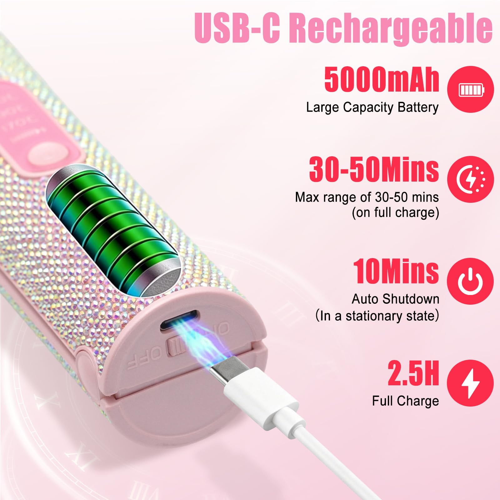 Kabelloser Haarglätter Lockenstab 2-in-1 Mini Reise Glätteisen