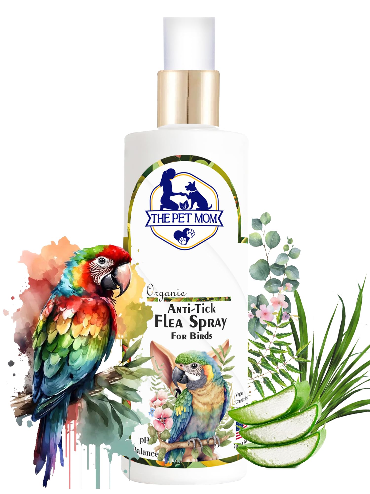 The Pet Mom Anti-Tick Flea Parrot Spray for Ticks, Lice, Fleas, Anti-Itching | Soft & Conditioned Coat –Allergy Free Tick Repellent | Waterless Tick Shampoo for All Parrot Breed - 200ml (B0CTTRZP4W) Amazon Price History, Amazon Price Tracker