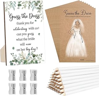 Guess The Dress Bridal Shower Games Include Wooden Table Sign 50 Couple ...