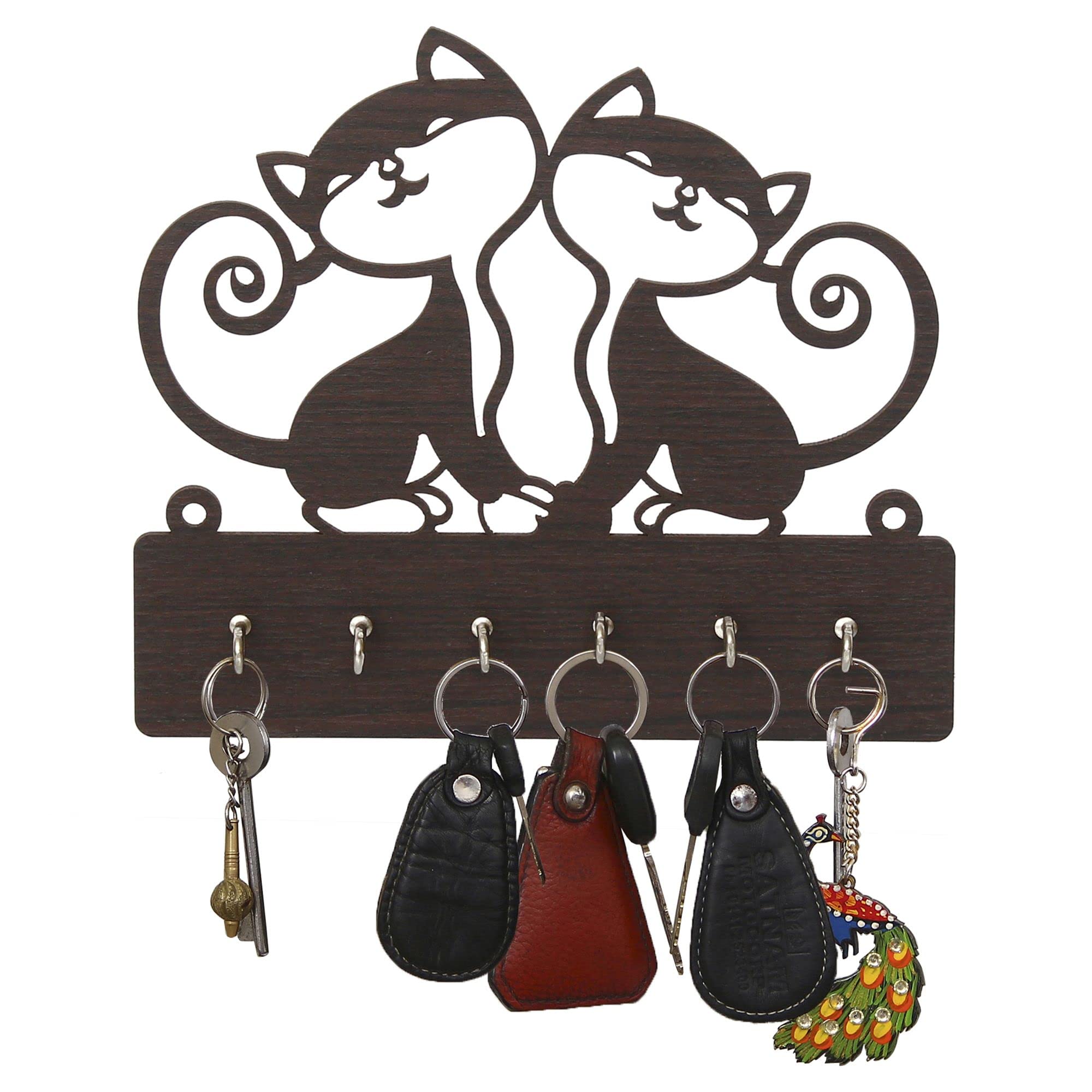 Kitty Cat Key Holder for Stylish Unique Design Wood Key Holder Best Decorative Item for Home Decor Wooden Keychain Hangers for Office