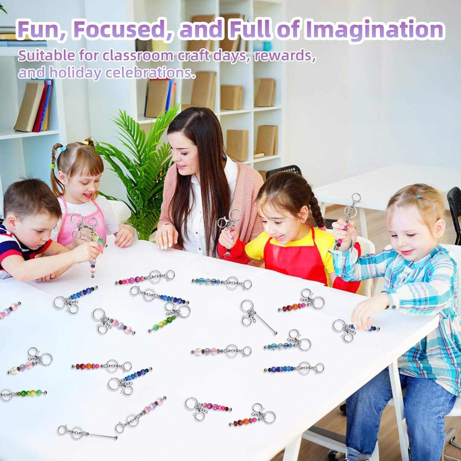 DNLEGULI 28 Pcs Beadable Keychain Bars - Keychain Making Kit Bulk - Metal Beaded Keychains for Crafting - Diy Key Chain Supplies - Blank Keychains Bars for Beads - Beadable Items (Silver) - Image 4