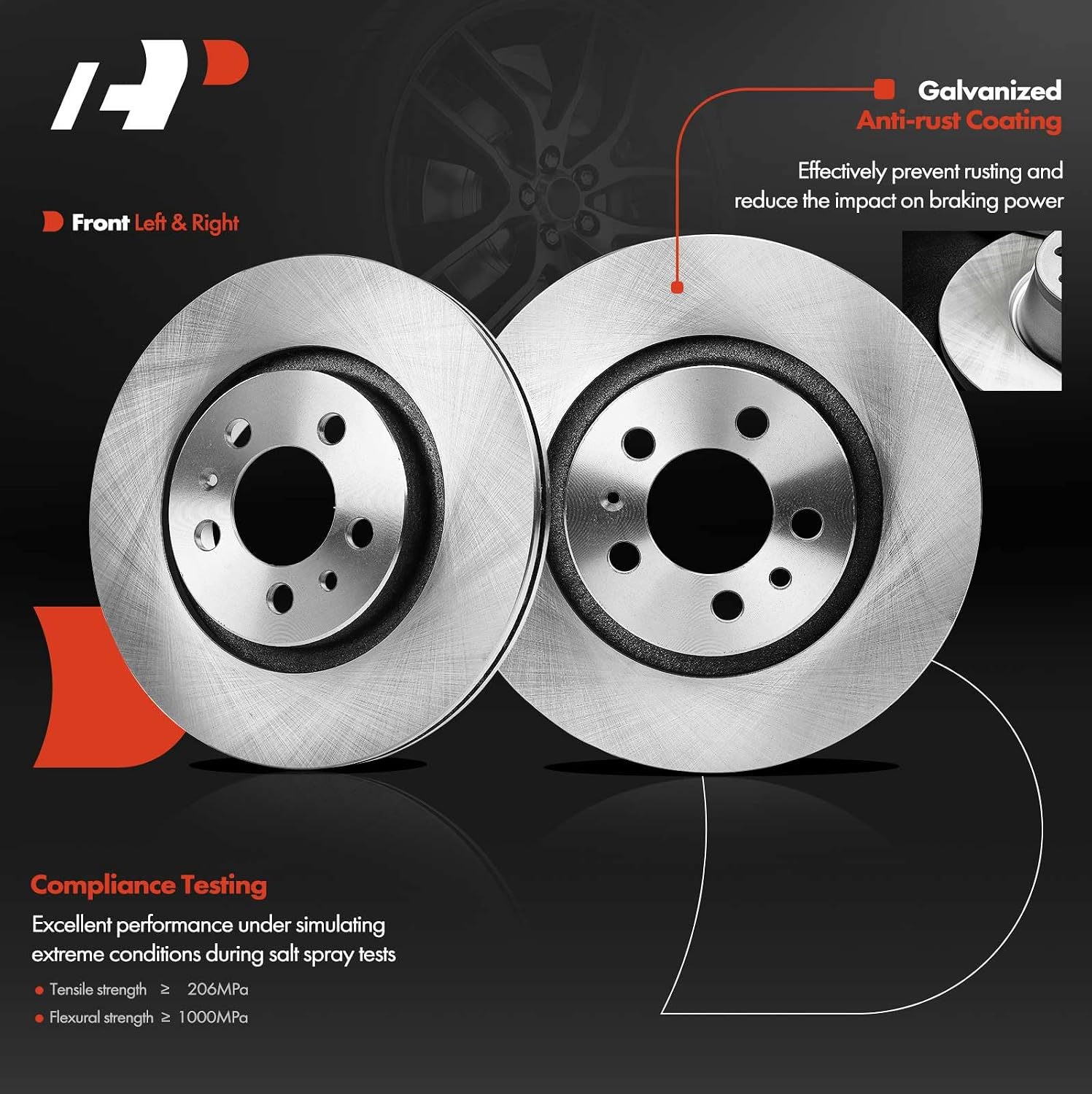 A-Premium 11.02 inch (279.7mm) Front Vented Disc Brake Rotors + Ceramic Pads Kit Compatible with Select Volkswagen Models - Jetta/Golf 2000-2006, Jetta City 2007-2009, Golf City 2007-2010, Beetle