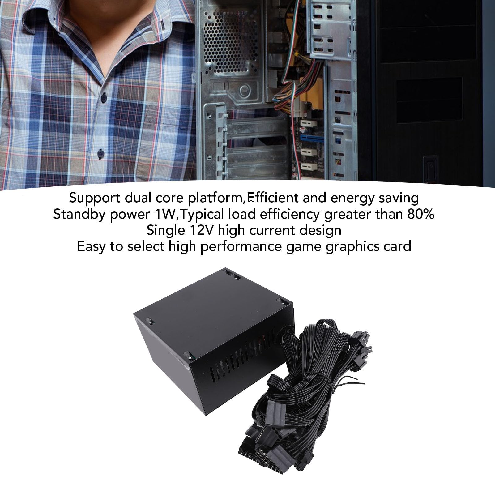 Alimentazione da Gioco Ad Alta Efficienza da 700 W, Gestione Termica Intelligente, Sovracorrente, Supporta Tutte e 2 le Piattaforme di Core, Vista e 10 Sistemi Operativi