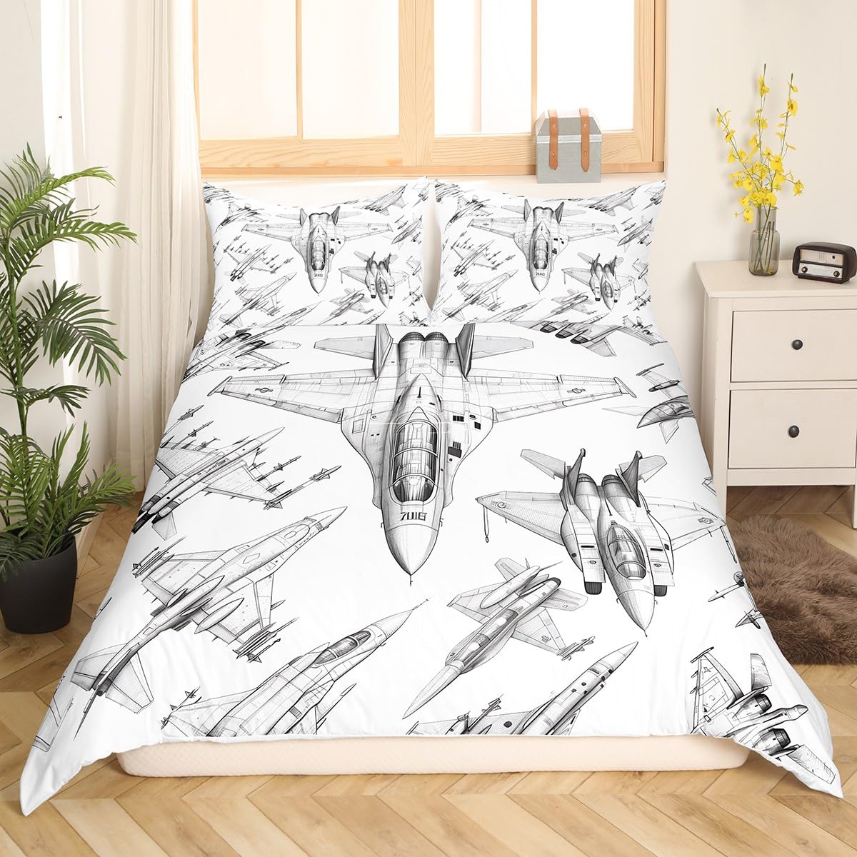 Parure de lit avion 4D en tissu imprimé haute définition pour lit double