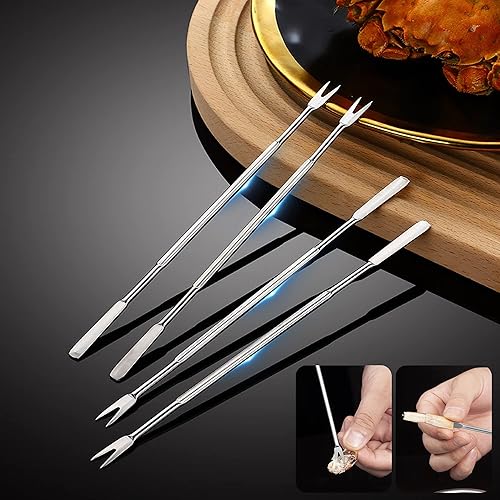 Miniatura 4 de Galletas y herramientas de cangrejo, juego de herramientas de mariscos de 27 piezas, incluye 8 galletas de patas de cangrejo, 8 desgranadores de