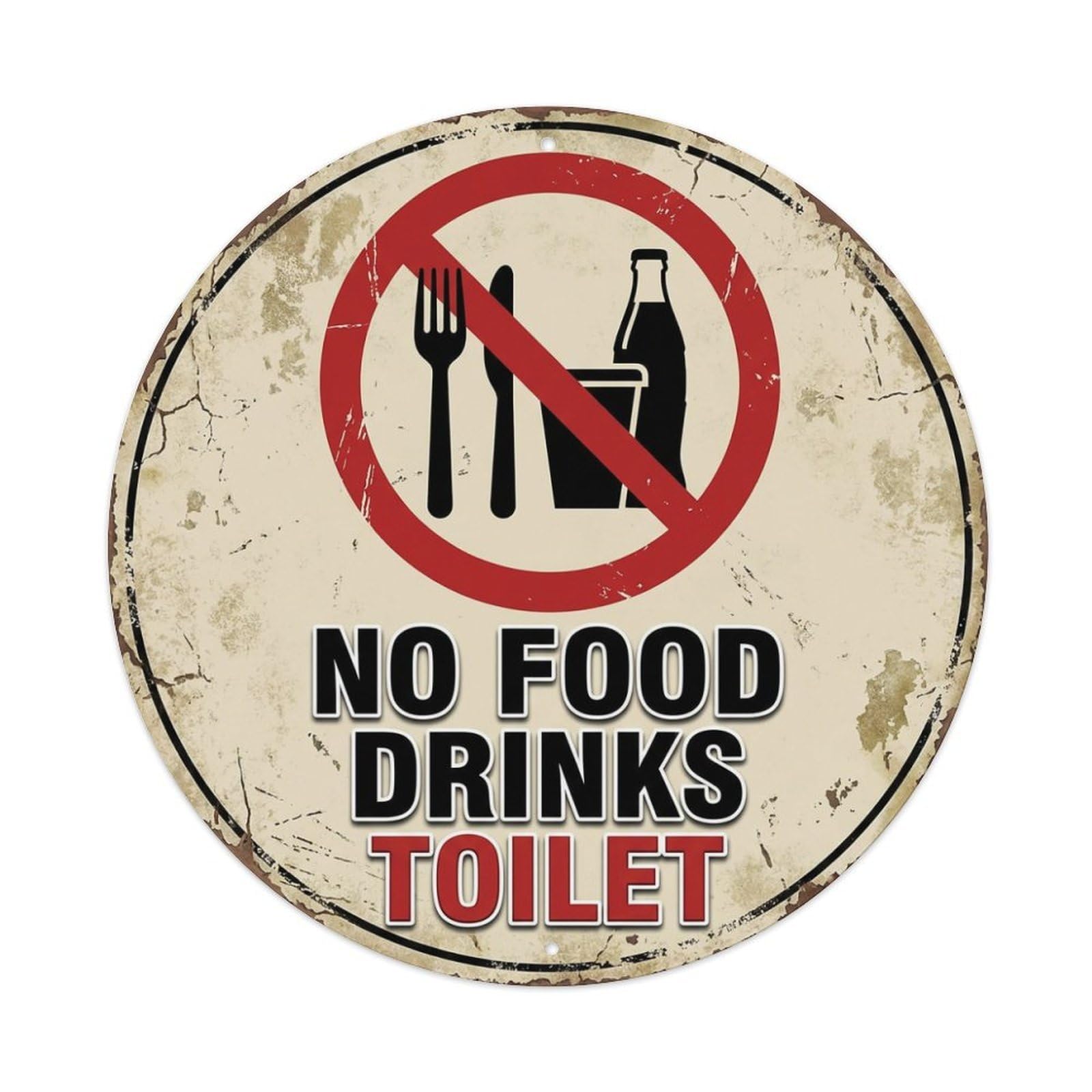Metal Tin Sign No Food Drinks Toilet Warning Sign