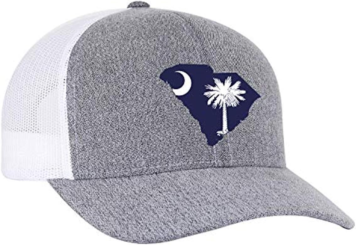 Heritage Pride South Carolina State Flag Embroidered Trucker Mesh Snapback Hat Gray Heather White Mesh