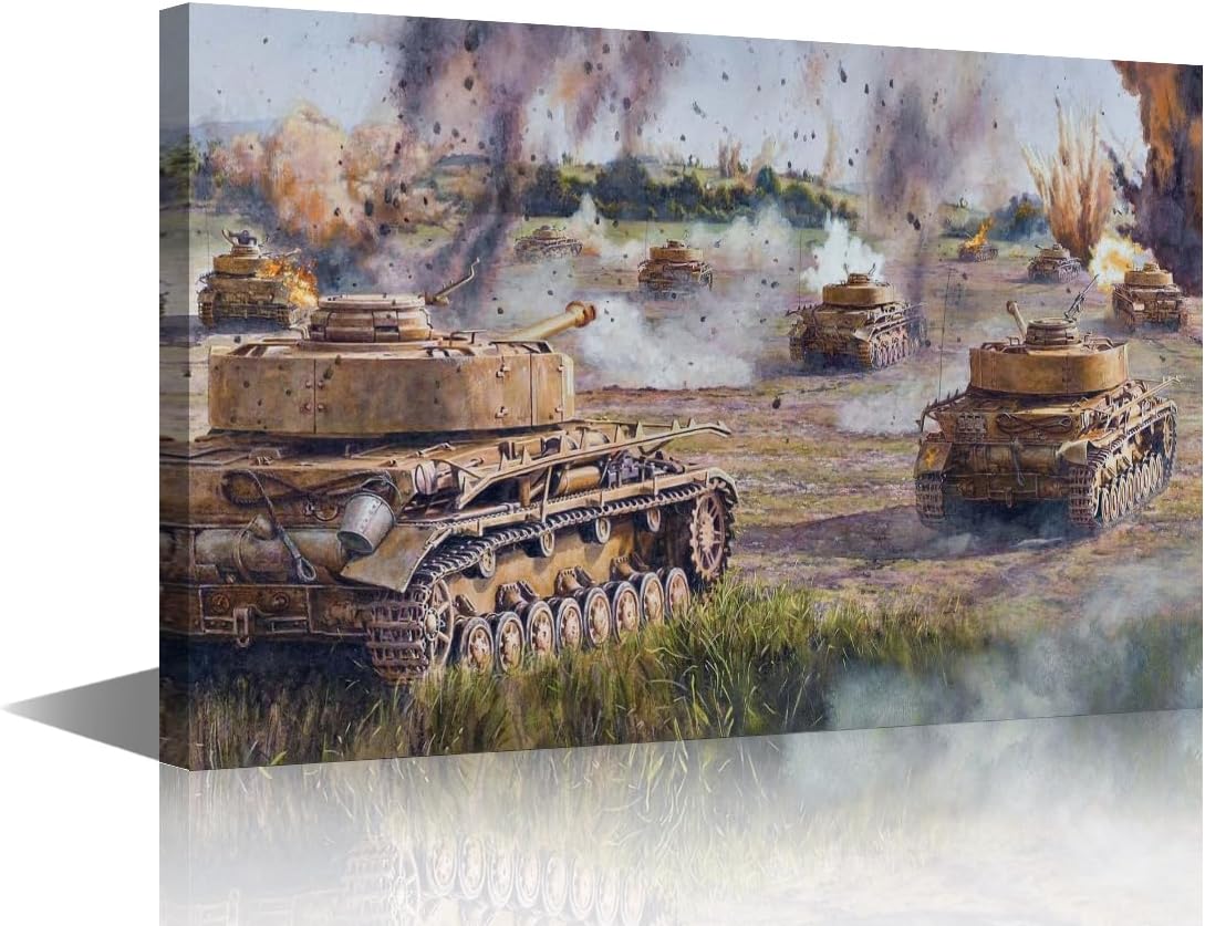 Amazon.com: TUMOVO Canvas Wall Decor Vintage Tanks and WWII Military ...