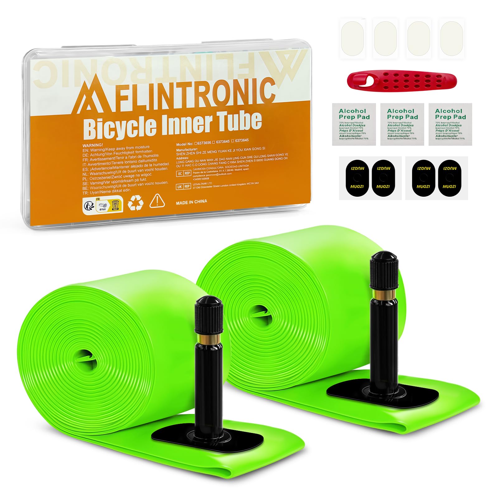Flintronic TPU Bike Inner Tubes,Ultralight Inner Tube, Compatible with Mountain Bicyble Tire 27.5" x 1.90-2.50, Schrader Valve 45mm for Gravel Bike, Mountain Bike, Green