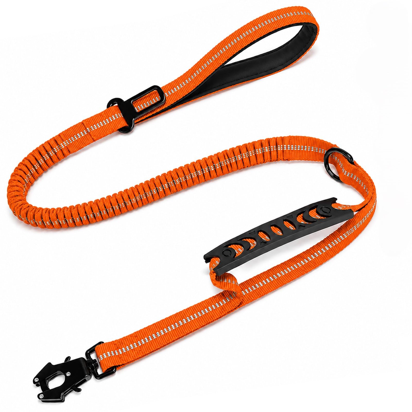 Viugex Heavy Duty Tactical Dog Lead, 3.77-5.74 FT Shock Absorber Bungee Dog Lead, Nylon No Pull Training Leash with Car Seat Belt, Metal Carabiner Clip, Strong Dog Lead for Medium Large X-Large Dogs