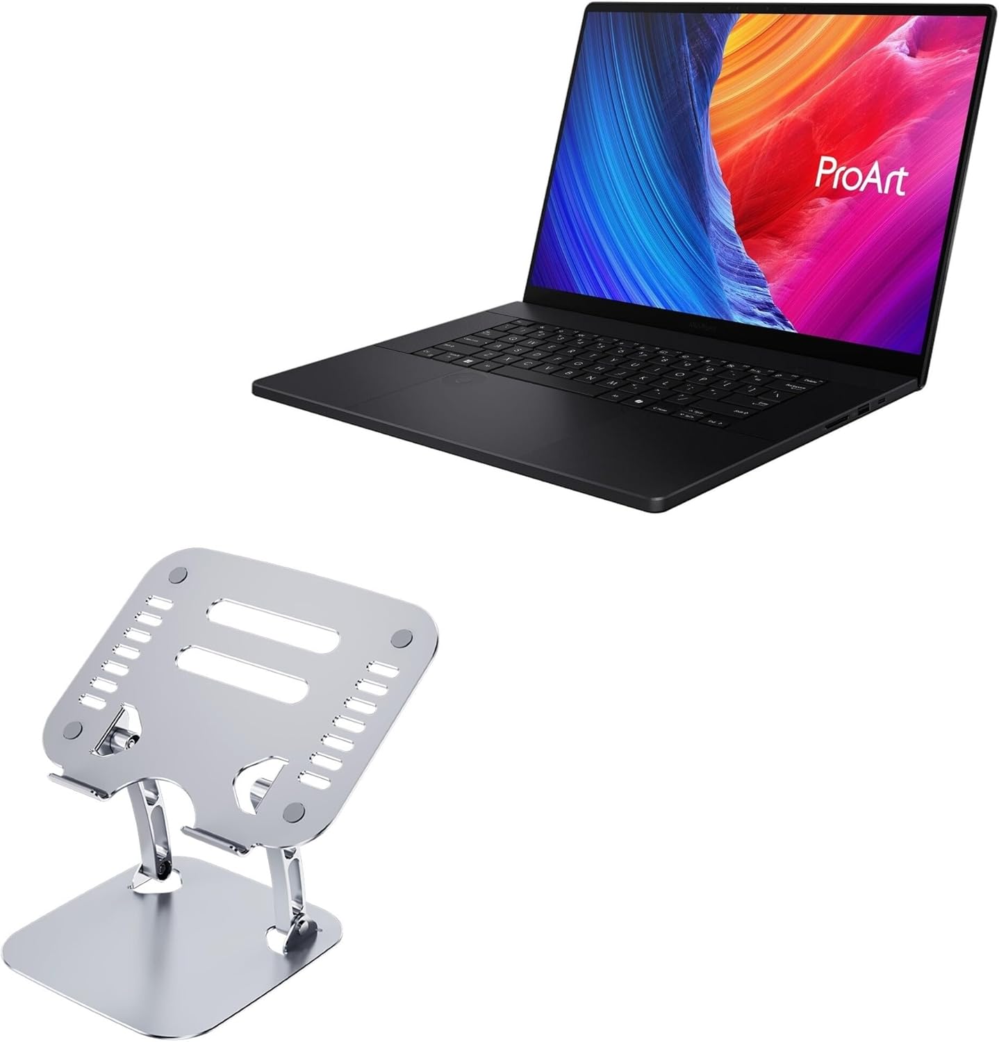 BoxWave Stand and Mount Compatible with ASUS ProArt P16 (H7606) - Executive VersaView Laptop Stand, Ergonomic Adjustable Viewing Angle Metallic Riser - Metallic Silver