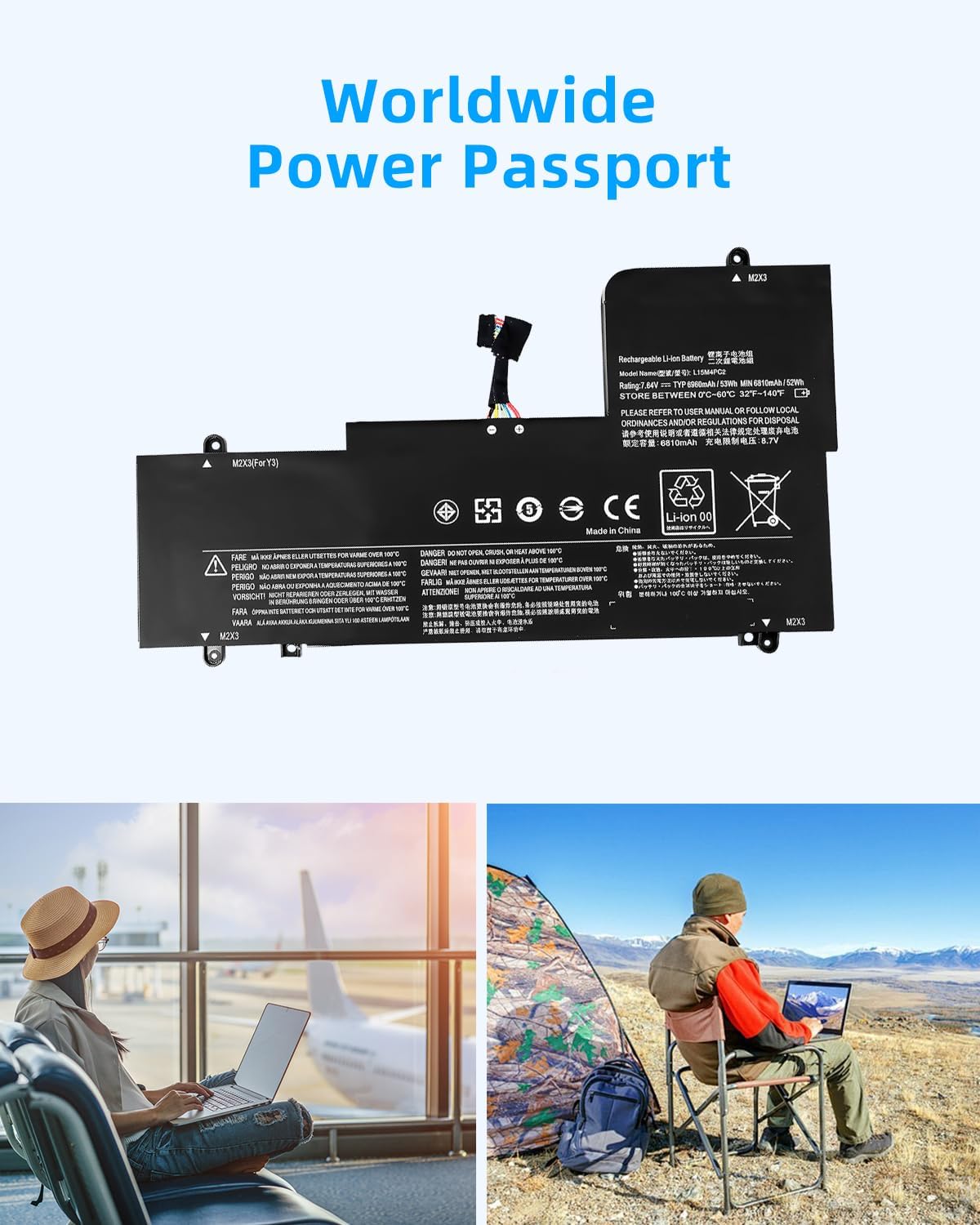53Wh L15M4PC2 L15L4PC2 Laptop Battery Replacement for Ideapad Yoga 710 14 15 710-14ISK 80V4 710-14IKB 710-15IKB 710-15ISK 710-14ISK-IFI 710-14ISK-ISE High Performance