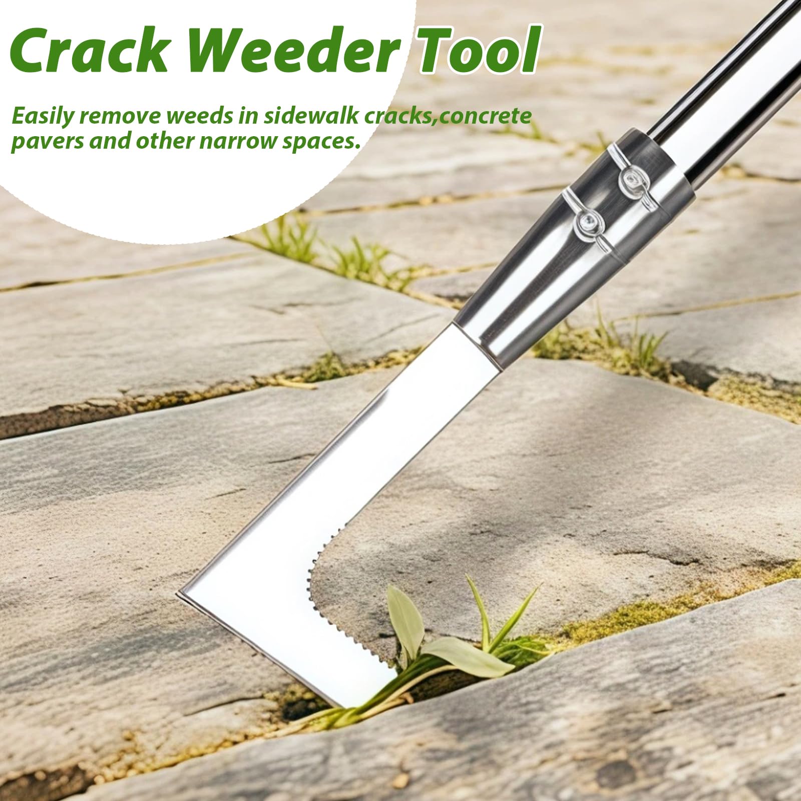 GAESHOW Brosse à Mauvaises Herbes 2-en-1 avec Manche Télescopique 160cm, Outil de Jardin avec Brosse Métallique et Grattoir, pour Nettoyage Joints Pavés, Bordures et Enlèvement d'Herbes