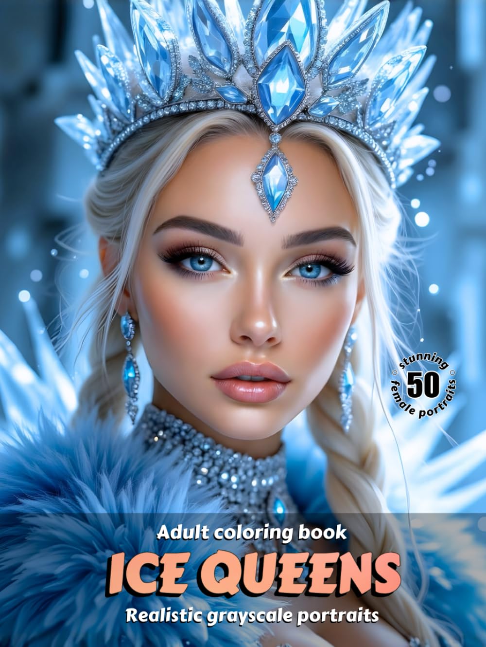 ICE QUEENS – Adult Coloring Book | Realistic Grayscale Portraits | Stunning female portraits to color: English Edition (Colorful Adventures)