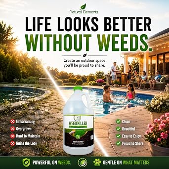 Natural Elements Weed Killer | Pet Safe, Safe Around Children | Natural Herbicide (1 Gallon)