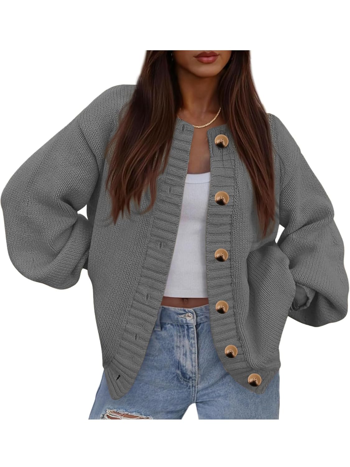 Womens Cable Knit Chunky Cardigan Sweaters Button Up Long Sleeve Fall Coat Open Front Trendy Winter Outwear