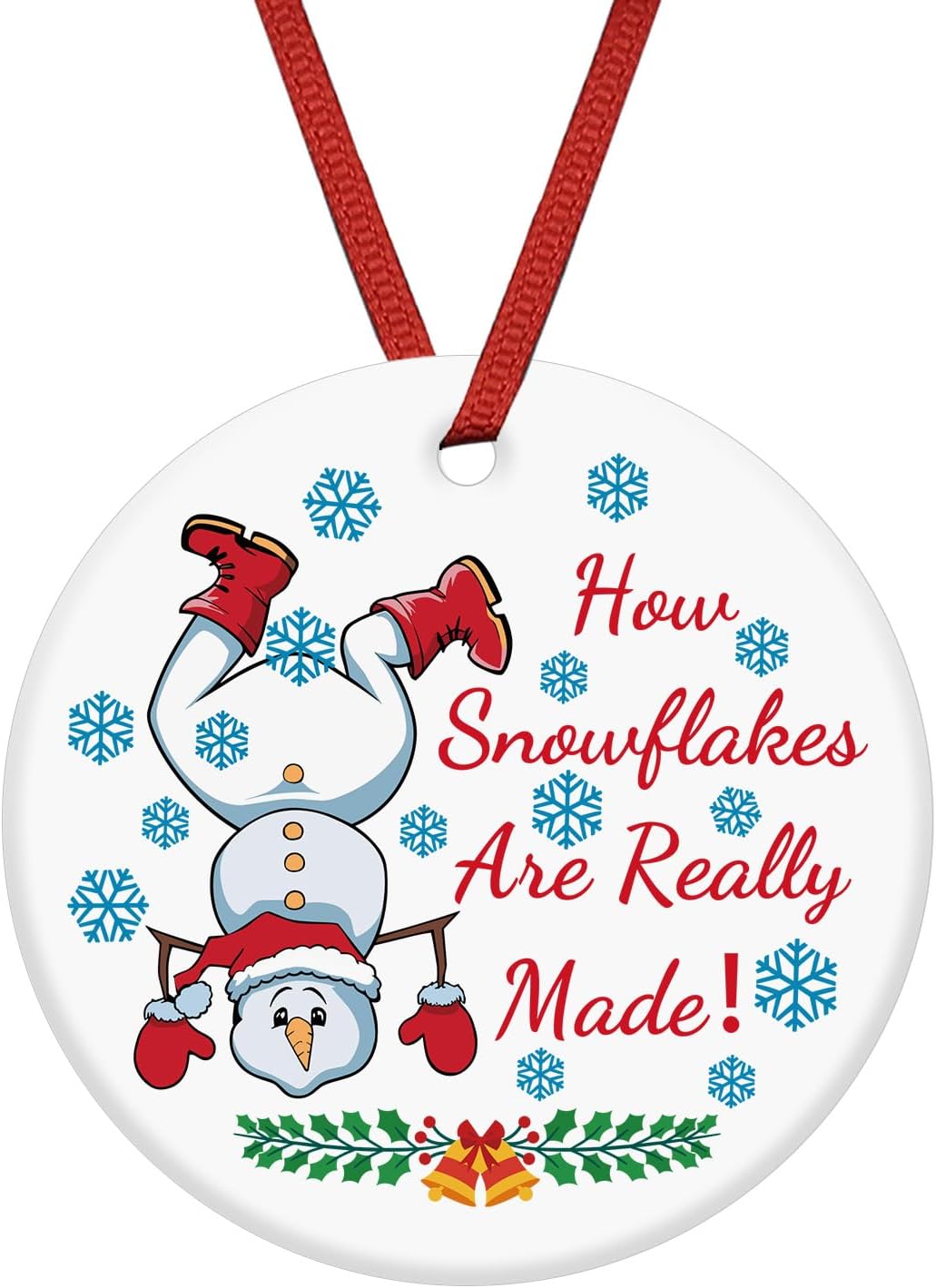 Funny Snowman Ornaments Snowman Themed Gift for Women Men Friends Ceramic Hanging Ornaments for Xmas Tree Decorations Christmas Ceramic Keepsake Gift for Family Friends Home Decor Funny Birthday Gifts