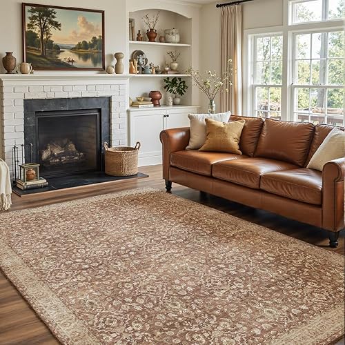5x7 Area Rugs Reddish Brown Washable Rug for Living Room,