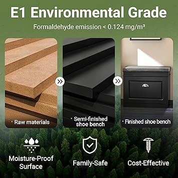 Haotian Black Hallway Shoe Bench, Narrow Shoe Rack Entryway, Small Shoe Cabinet with Flip-Drawer and Seat Cushion, FSR82-K-SCH
