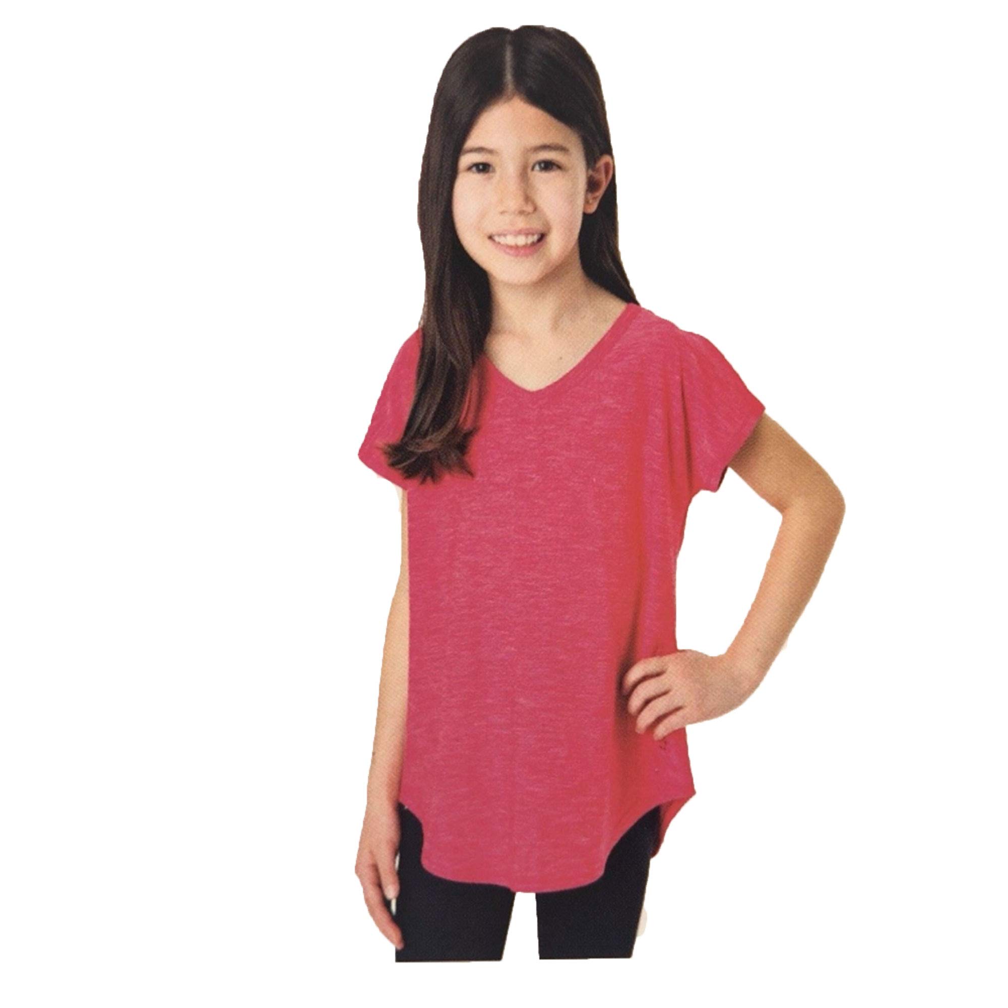Tuff Athletics Girl's Short Sleeve Active Tee (XL - 16, Rasberry)