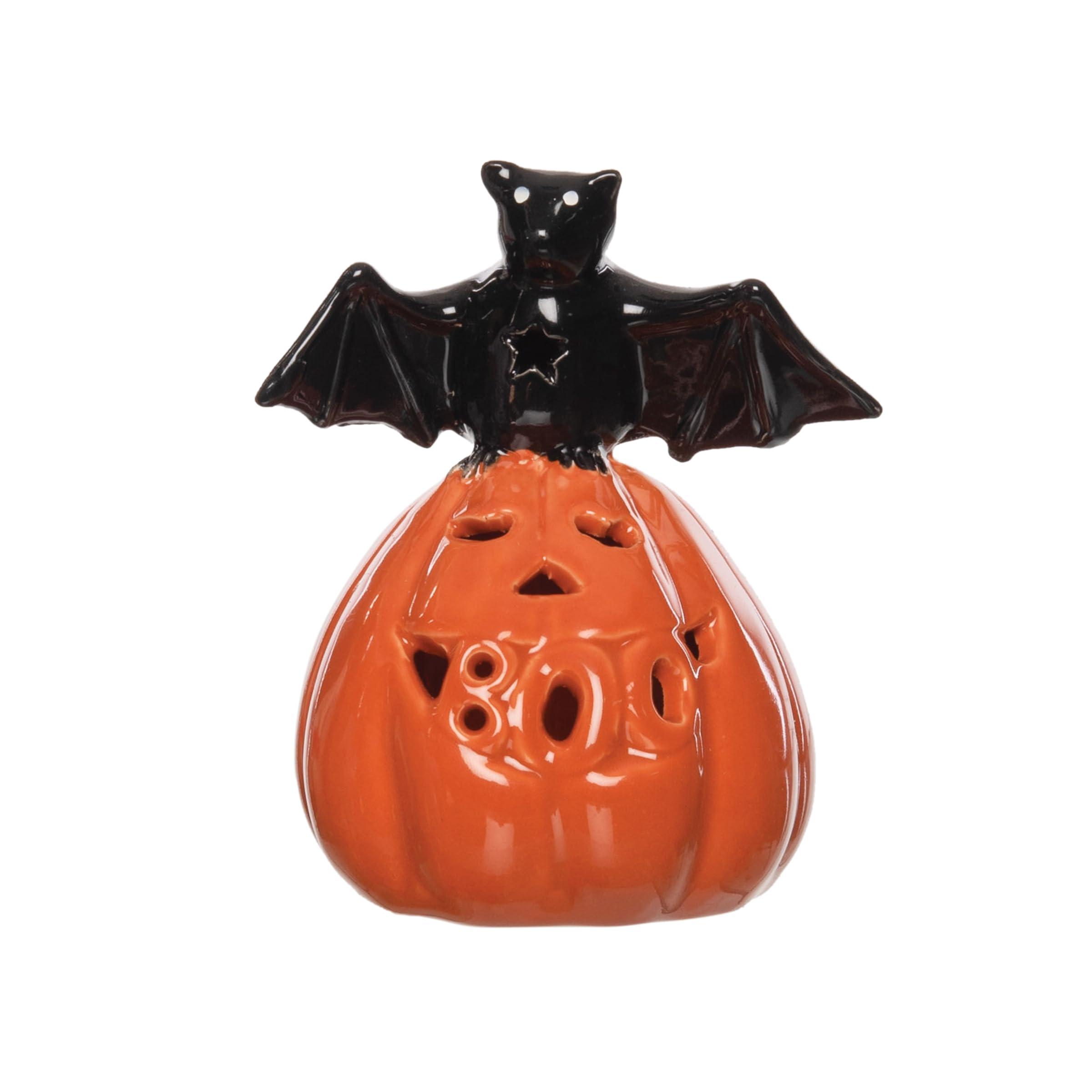 Decorate the season with this wonderful Pumpkin w/Bat W/LED Figurine. We have designed these figurines to be displayed on a table, mantle, or any other flat surface in your home. They are perfect for your home or as a gift for a friend or loved one. Get excited with decorating and lighting up with each upcoming season.