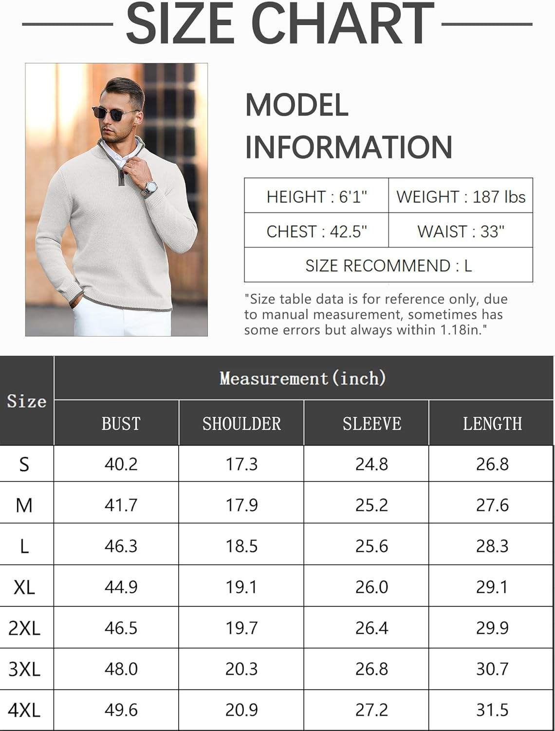 Men's Quarter Zip Pullover Sweatershirt Lightweight Polo Casual Knit Sweaters for Men - Image 6