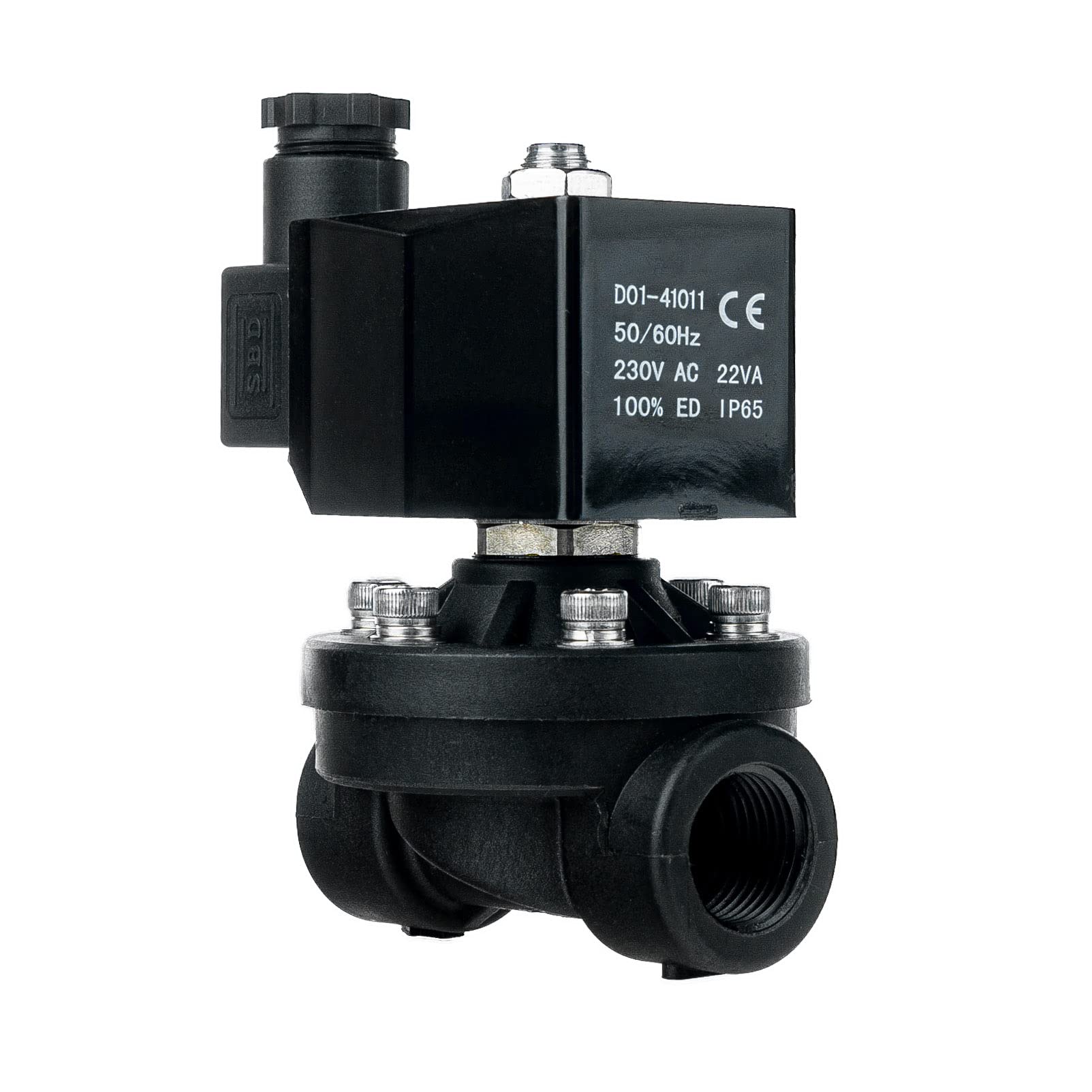 FSA Elettrovalvola in plastica PA6 1/2" 230V AC 0-6 bar NBR normalmente chiusa