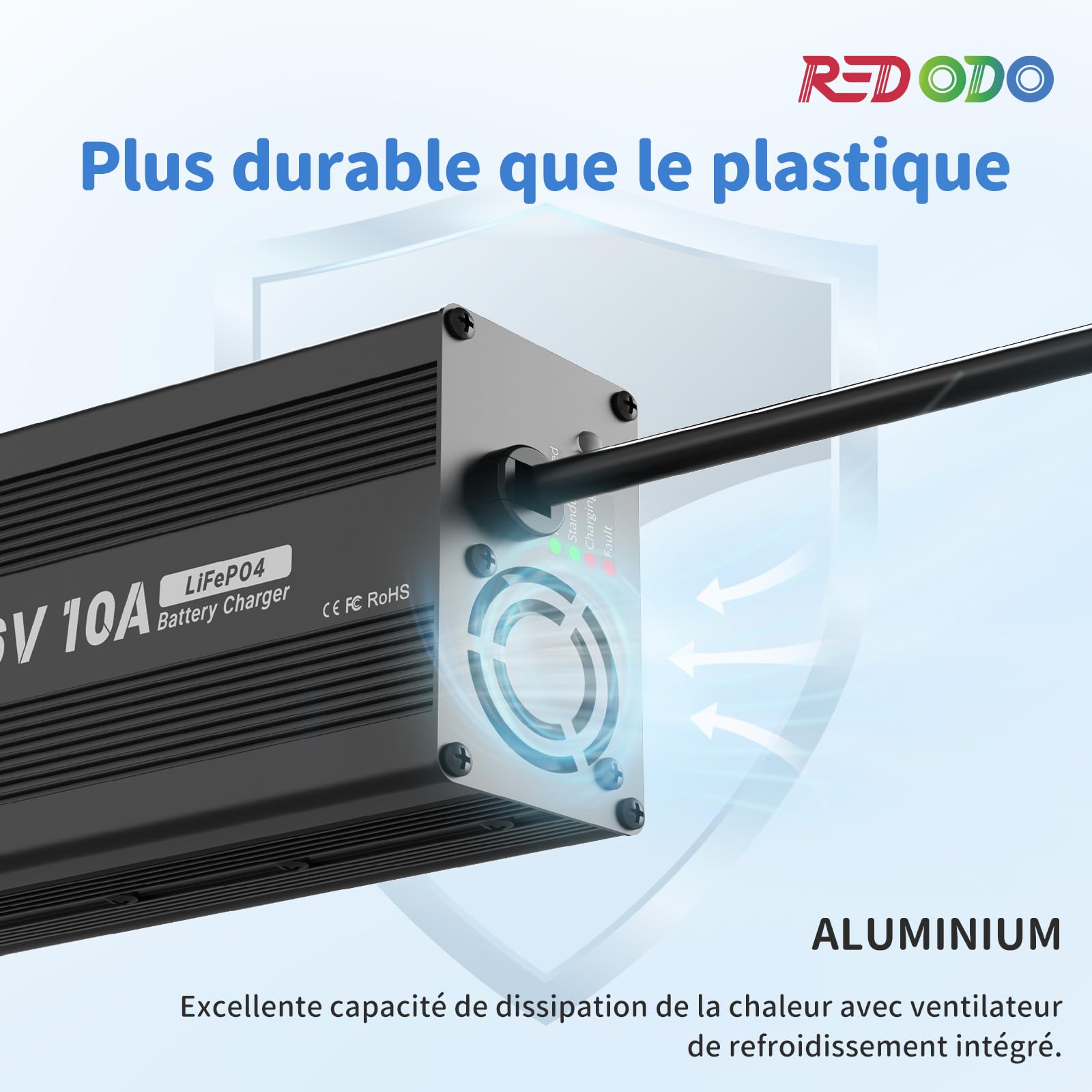 Redodo Batterie Lithium 12V 100Ah + Chargeur Batterie 12V 10A Énergie 1280Wh BMS 100A 10 Heures pour Une Charge Complète pour Camping-Car Bateau Système Solaire Hors Réseau