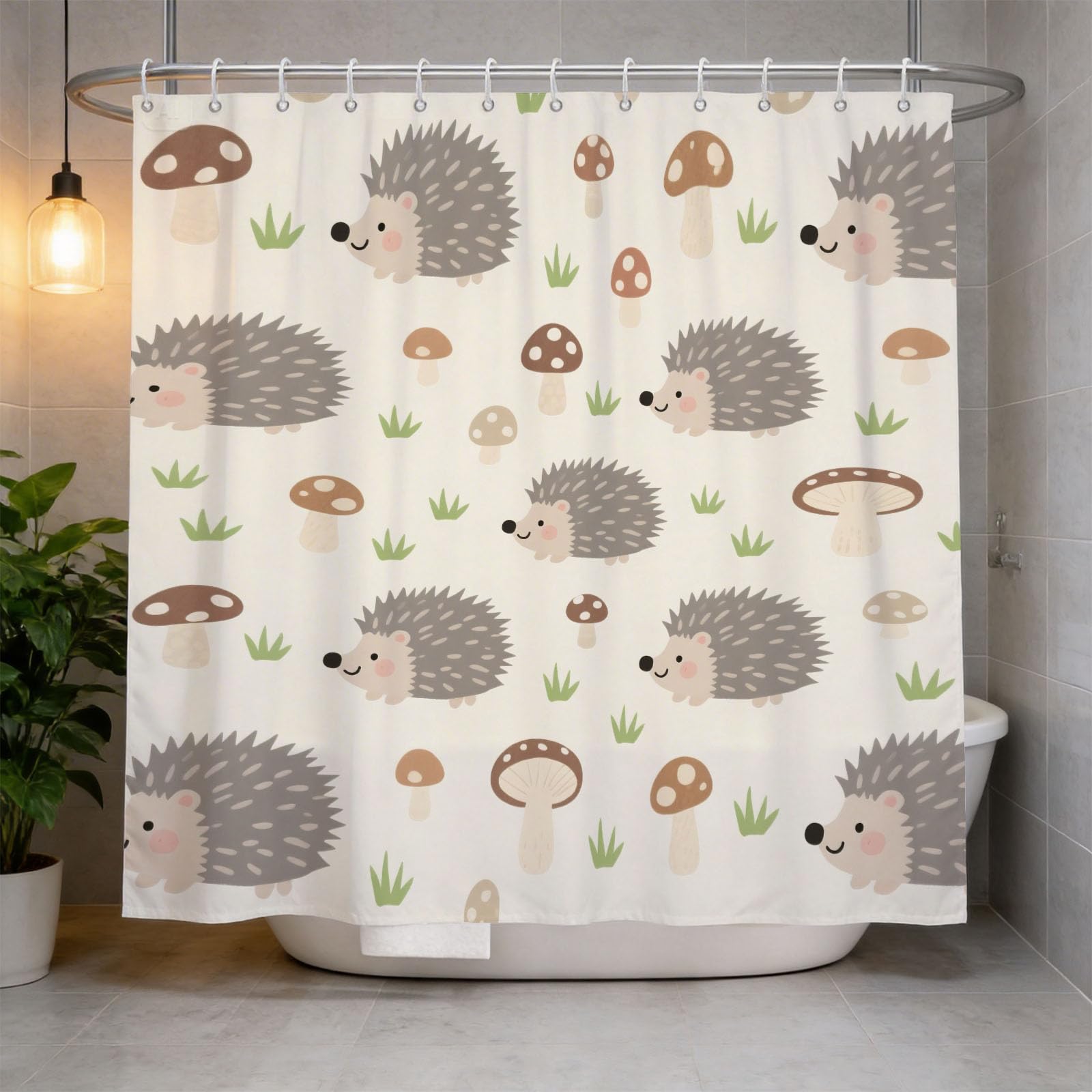 Hongduo 3D Cartoon Hedgehog Shower Curtain for Stalls Bathtubs Cartoon Bathroom Decor Shower Curtain Set Polyester Fabric Waterproof 180x180cm/71X71 Inch with Hooks