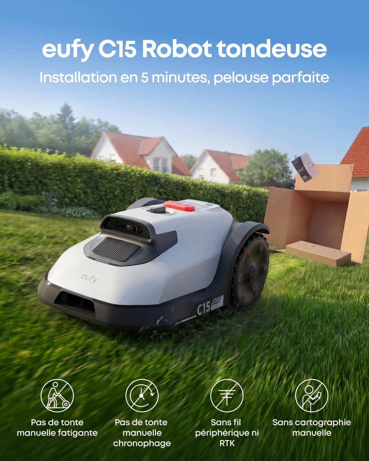 eufy C15 Robot Tondeuse sans Fil périphérique ni RTK — vue 2