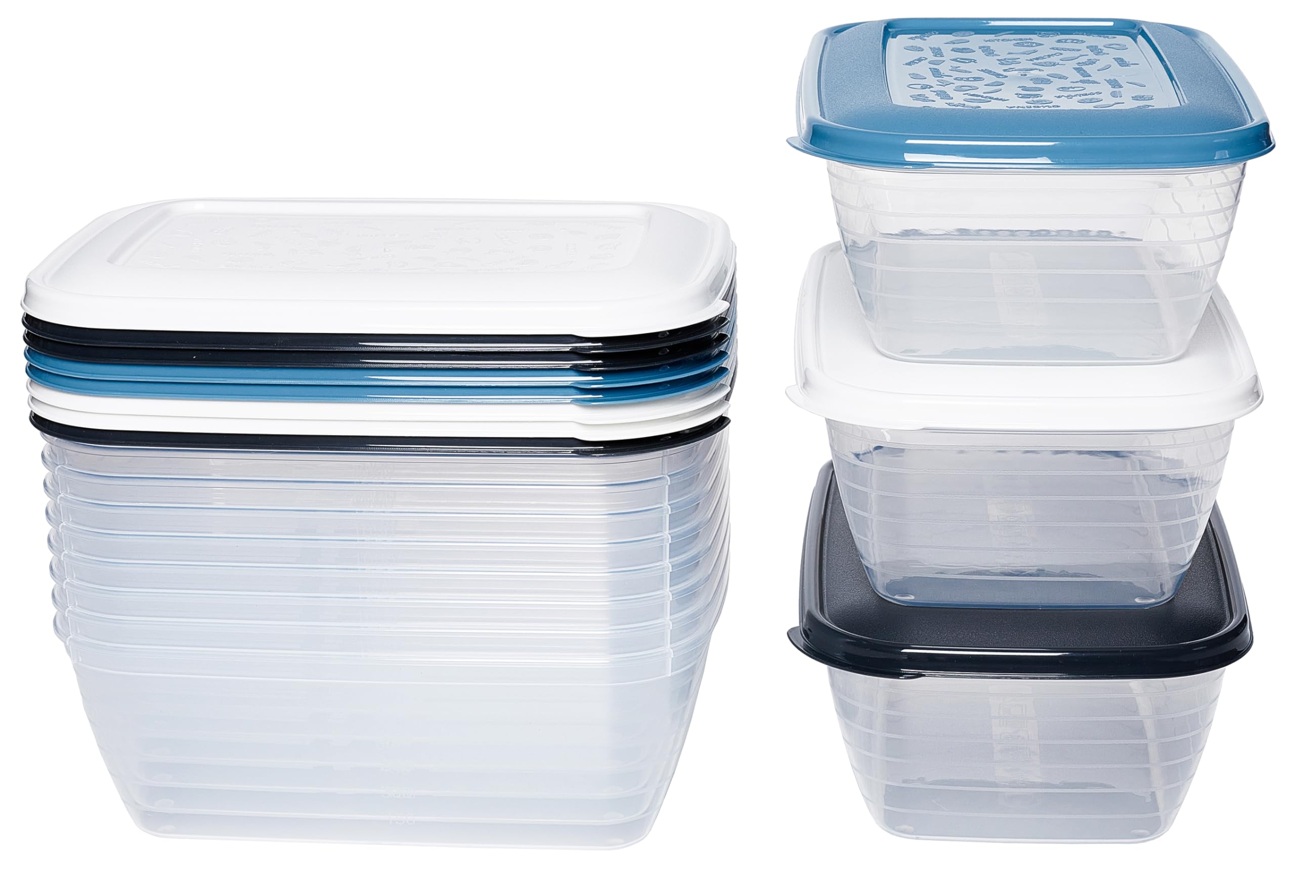 Kigima Contenitori per congelatore, 12 x 1,2 l, rettangolari, colorati, eleganti contenitori con coperchio, ermetici, trasparenti con coperchio, contenitore da cucina per Mealprep e organizzazione