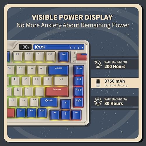 Miniatura 6 de Teclado mecánico K75 PRO RGB 75% de junta inalámbrica, triple modo BT 5.02.4GUSB-C 82 teclas teclado para juegos intercambiable en caliente con