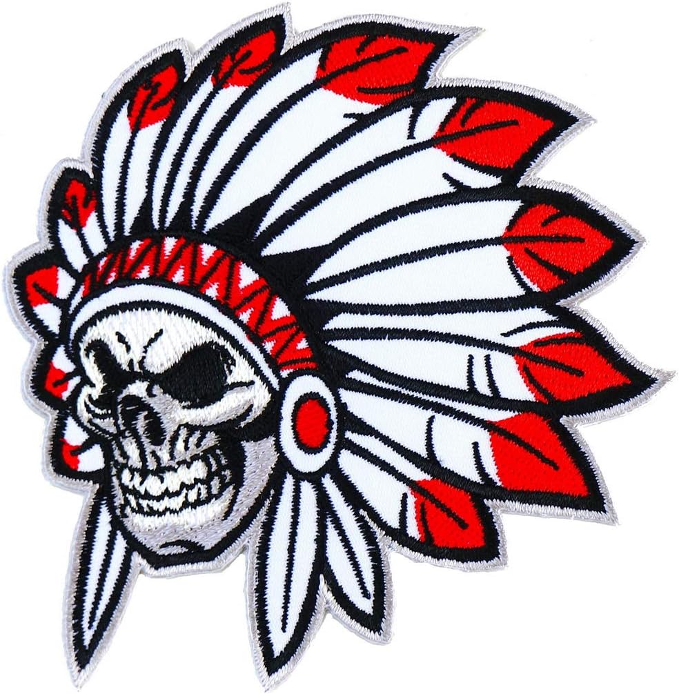 Skull Native American Embroidered Iron On Patch Applique Badge I...