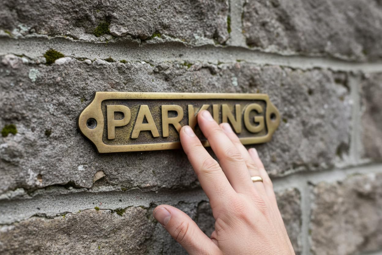 PARKING Antique Engraved Door Plaque Sign 22x5 cm — Vintage Style Wall & Door Name Plate with Screws, Classic Plaque Decor for Home Office Business Entrance — PARKING