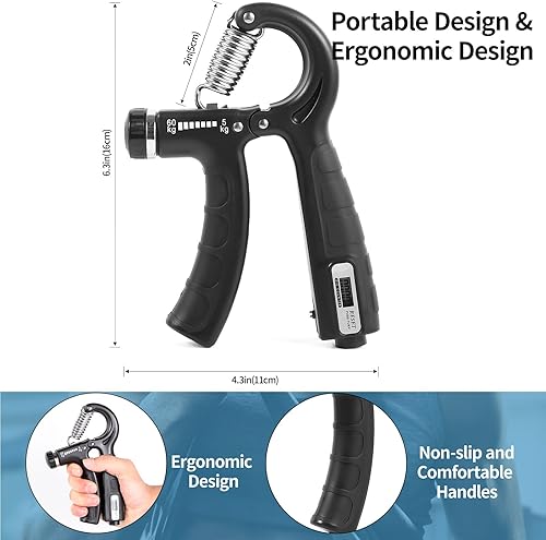 Miniatura 4 de Grip Strength Trainer with 2 PCS,AOKLS Hand Grip Strengthener Adjust Resistance in 11-132Lbs for Climbers,Tennis Athletes and Any Athlete Who Needs