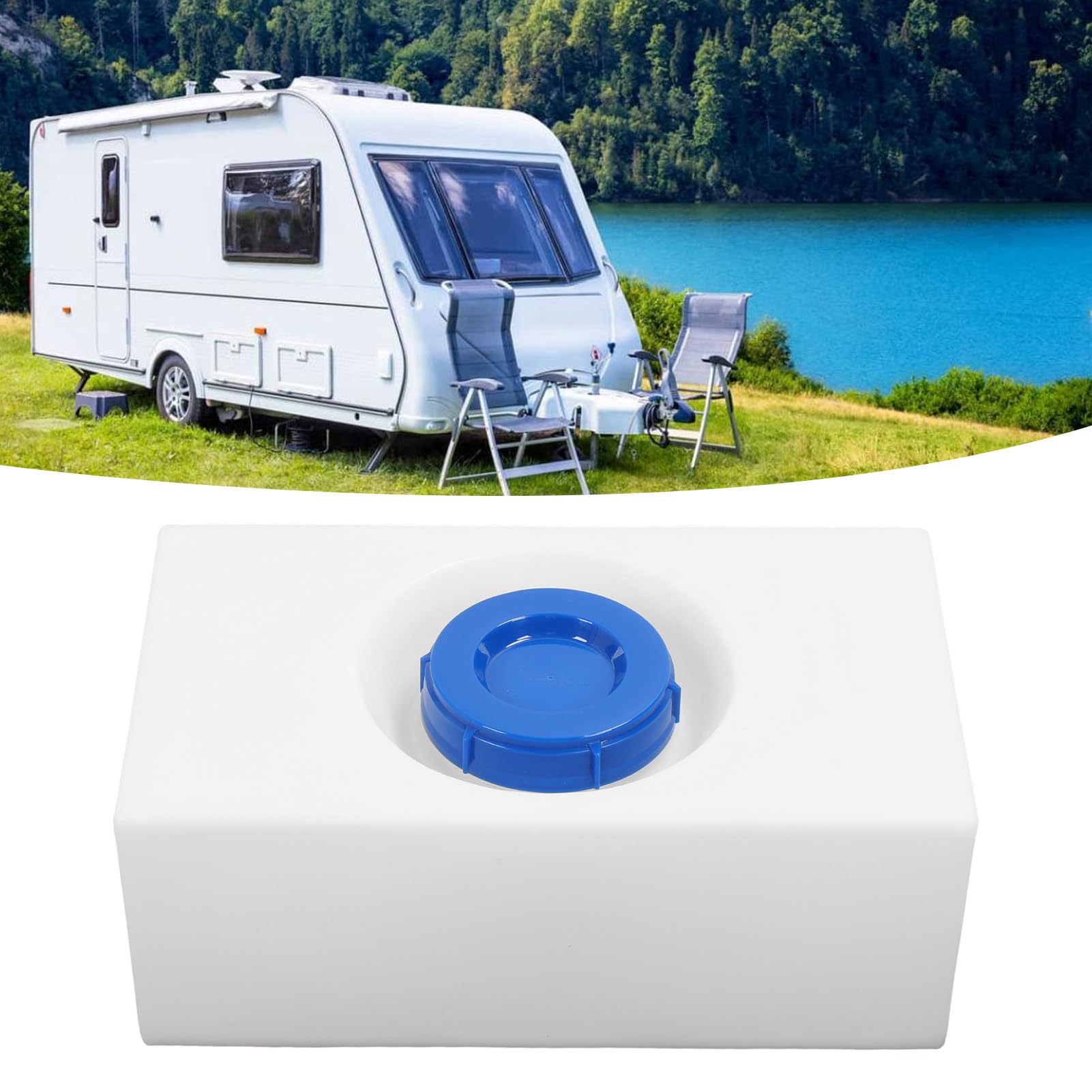Depósito de almacenamiento de agua de 8 galones LLDPE a prueba de paso – Tanque de retención de agua dulce para caravanas, remolques, barcos, forma cuadrada, lisa y sellada, entrada de boca de 130 mm