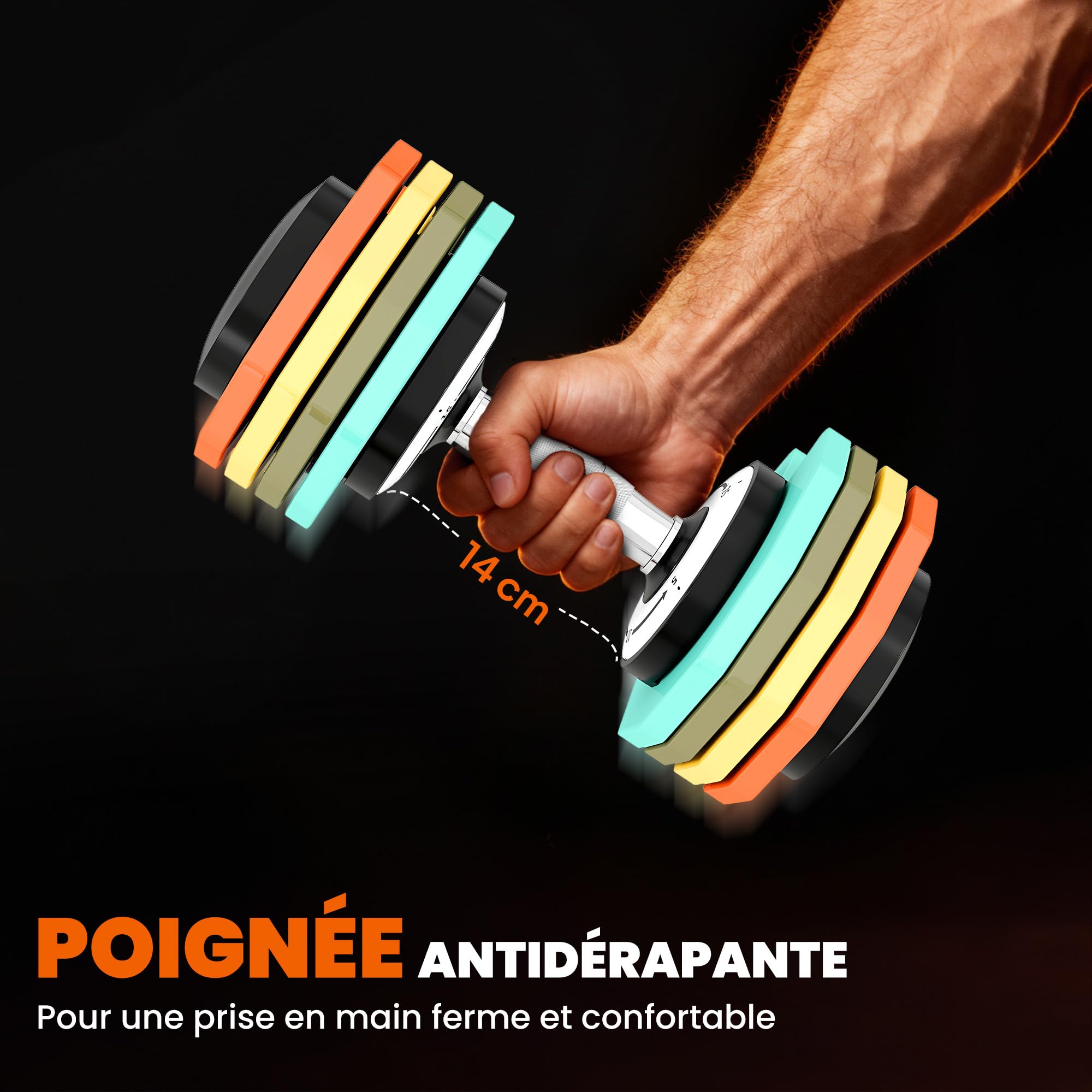 SPORTNOW Manubrio regolabile 5-25kg con vassoio, impugnatura antiscivolo