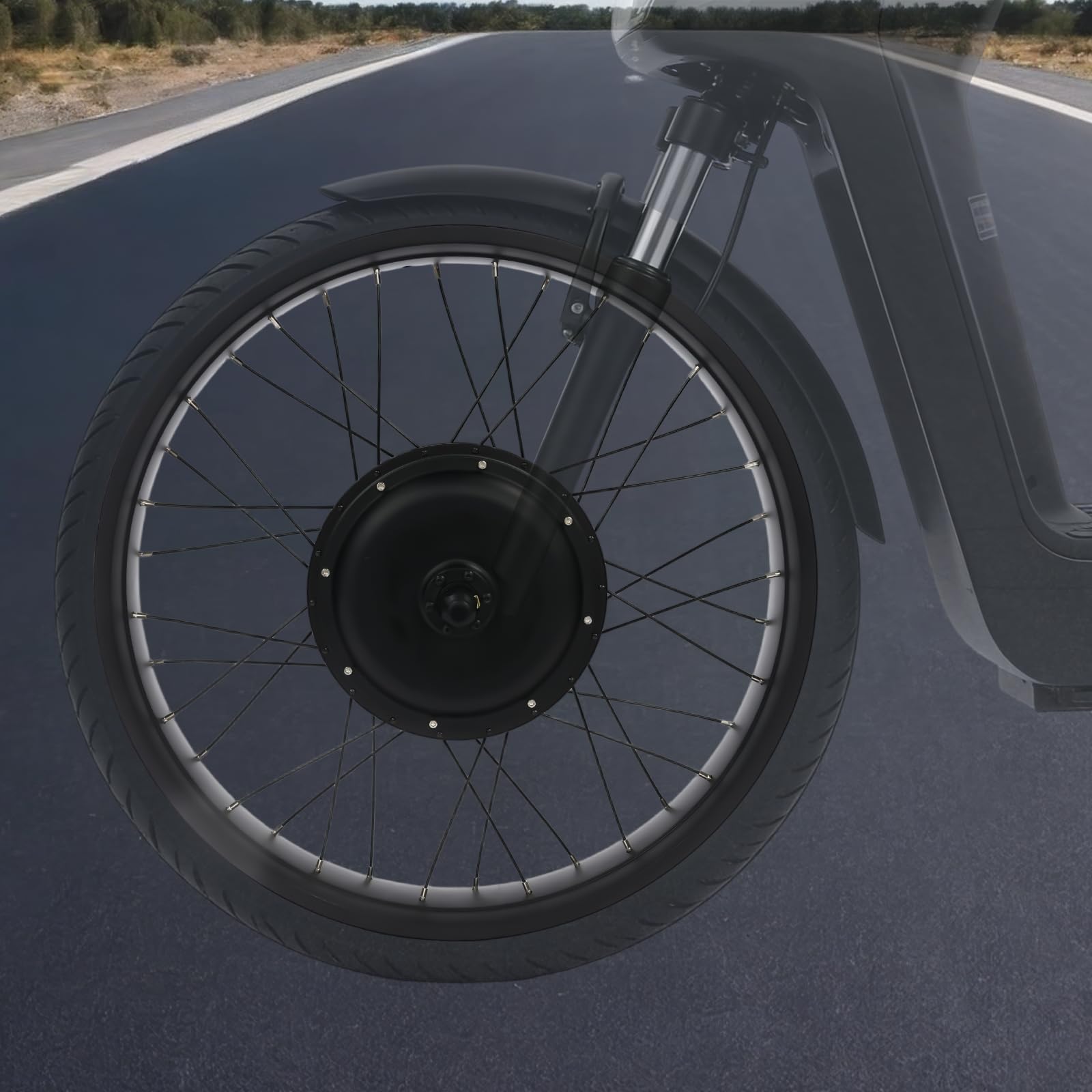 E-Bike Kit de conversion pour roue avant 26" 48 V 1000 W avec écran LCD | Moteur de moyeu de roue avant avec couple de 40 Nm, écran LCD et capteur PAS pour conversion de vélo