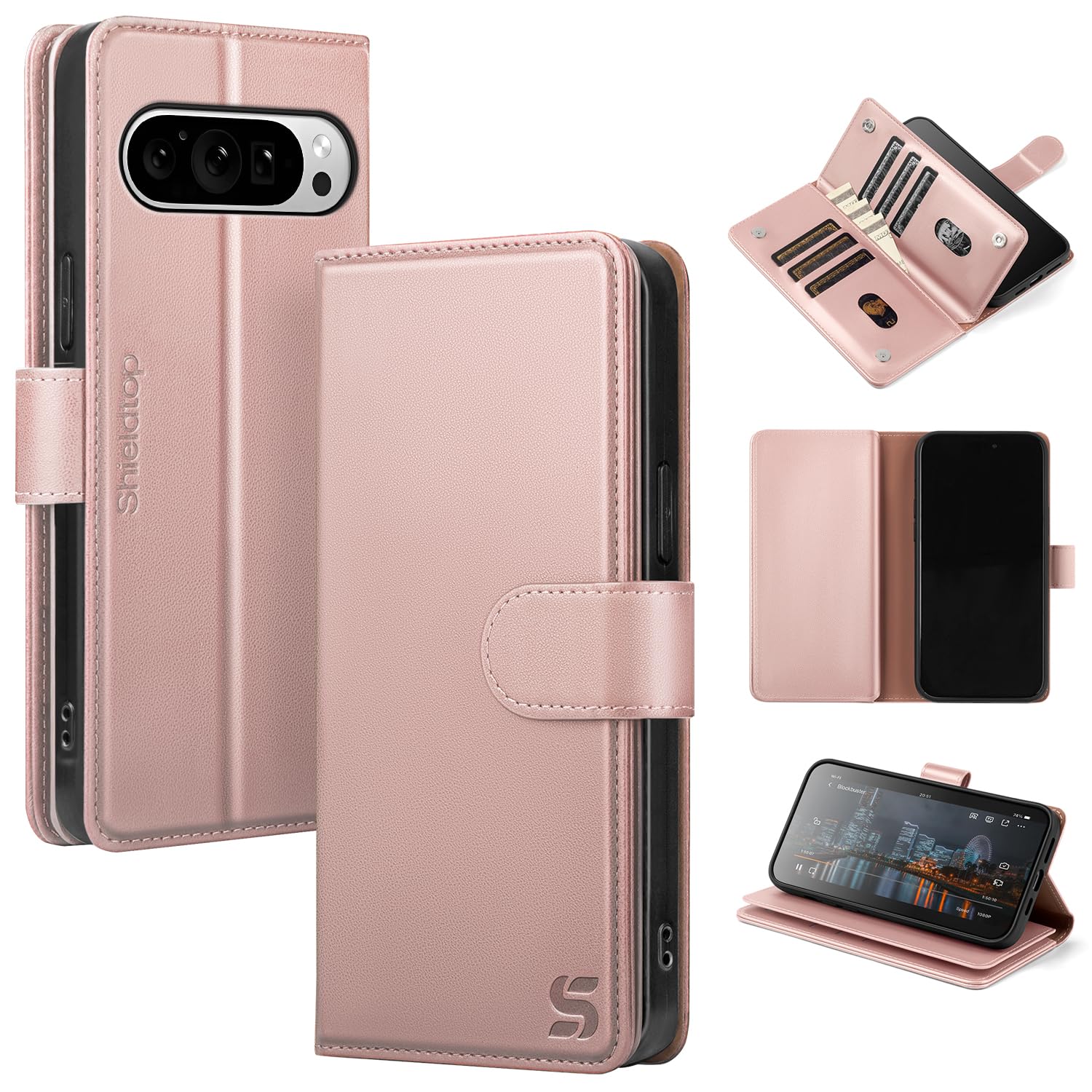 Shieldtop Compatible with Google Pixel 9 5G Wallet Case with Card Holder,Women Men RFID Blocking PU Leather Flip TPU Protective Cover Credit Card