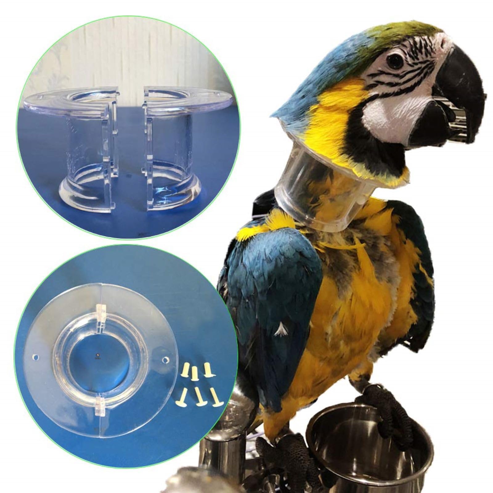 QBLEEV Pet Parrot Anti-bite Collar, Anti-Grab Feather Lick Wound Healing Neck Collar, Stress-Free Recovery from Injuries Post-Surgery, Protective Recovery Collars Fit Lovebird Macaws Budgies Cockatiel