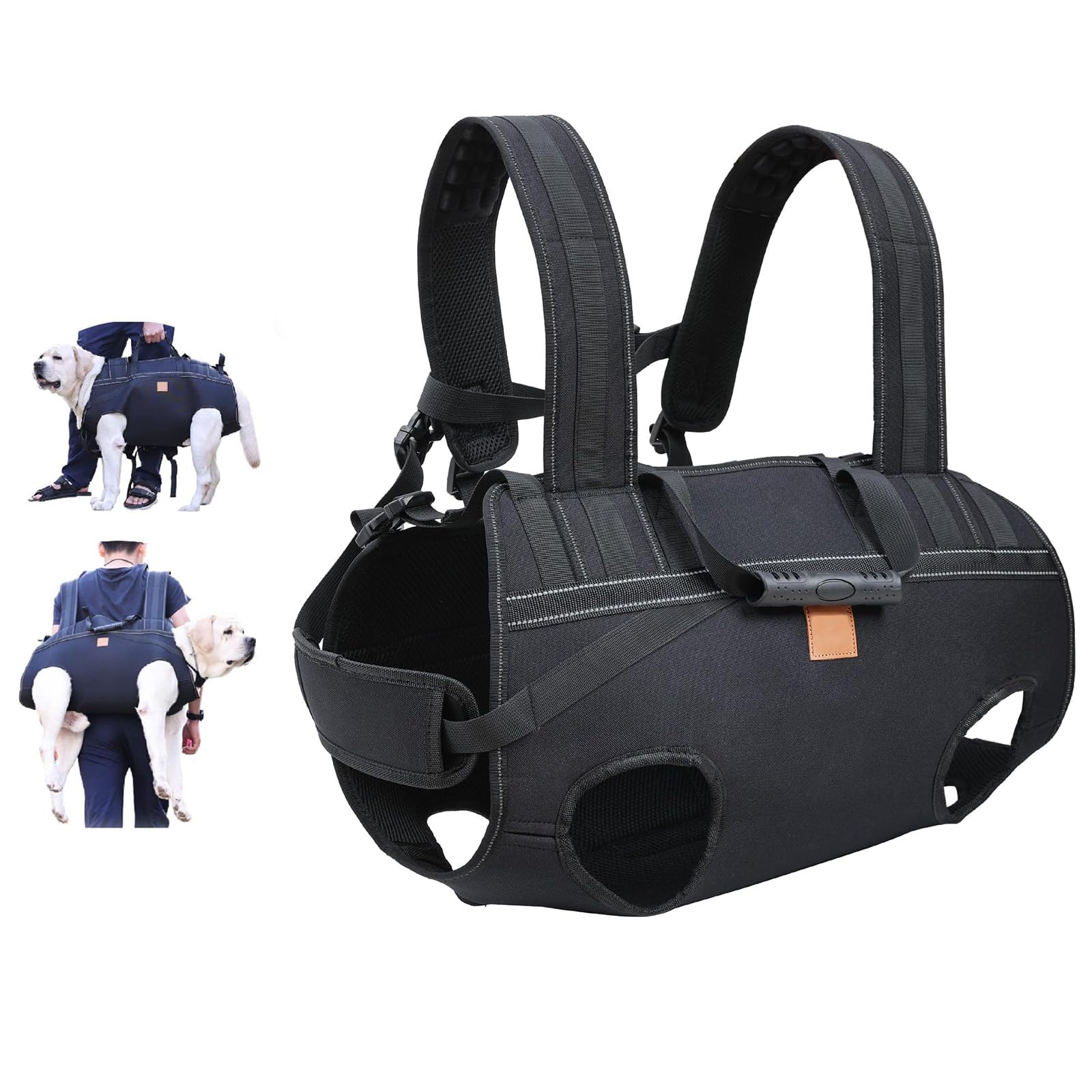 Azonee Dog Lift Harness Backpack, Full Body Dog Sling Carrier with Handle, Rehabilitation Carrier for Medium to Large Dogs, Joint Injuries, Up Stairs/Cars, Back Legs Support, Up to 50LBS - XL
