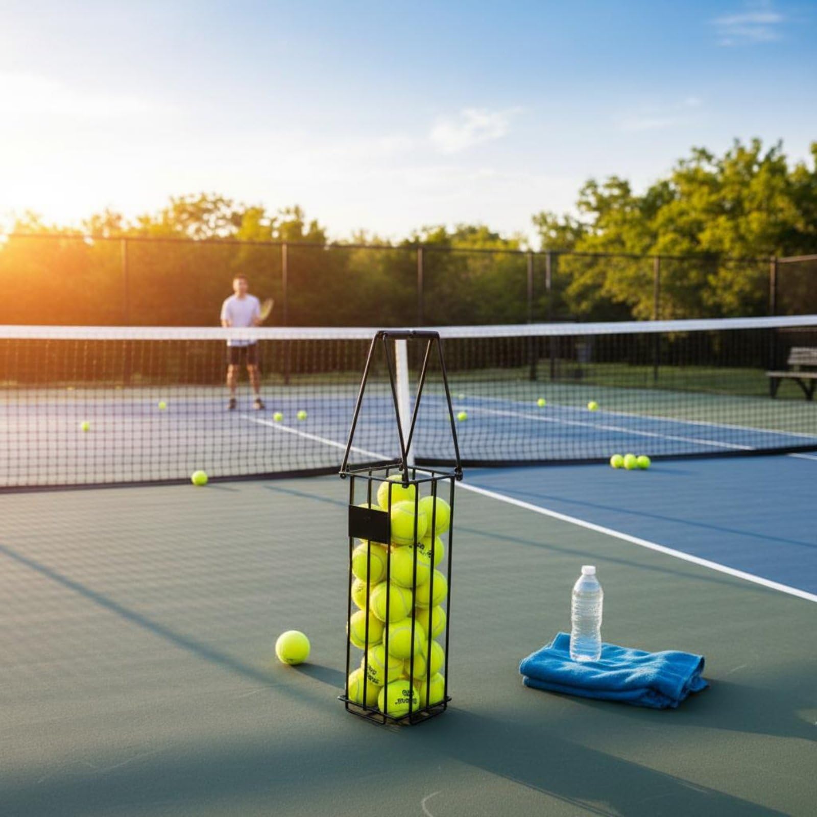 Carrello Raccoglipalle Design a Rulli Contenitore Raccoglipalle da Tennis Resistente Alla Ruggine Attrezzatura Sportiva per Allenatori, Allenamento