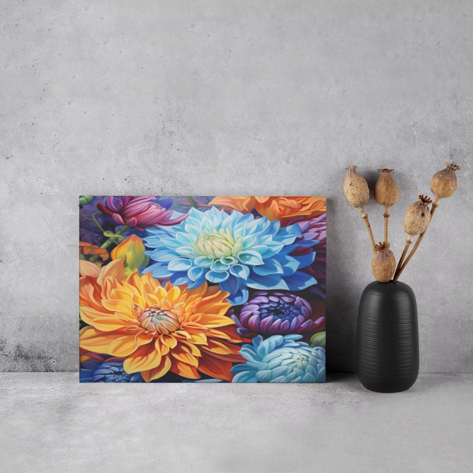 Kit per pittura con numeri per adulti, crisantemo, pittura a fiori con numeri per principianti, pittura acrilica con numeri, kit per decorazione da parete, 95 x 70 cm, senza cornice)