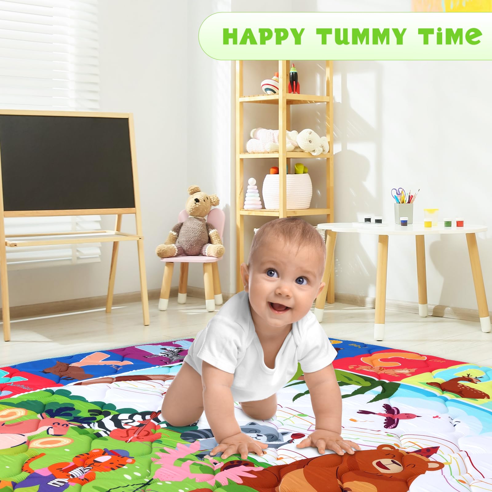decalsweet Tappeto Gioco Bambini 150×180cm, Addensato 2cm Tappeto Gioco Neonato, Antiscivolo Pieghevole Tappeto Cameretta Bambina & Bambino, Tappeto Tummy Time Neonati (Concerti di animali)
