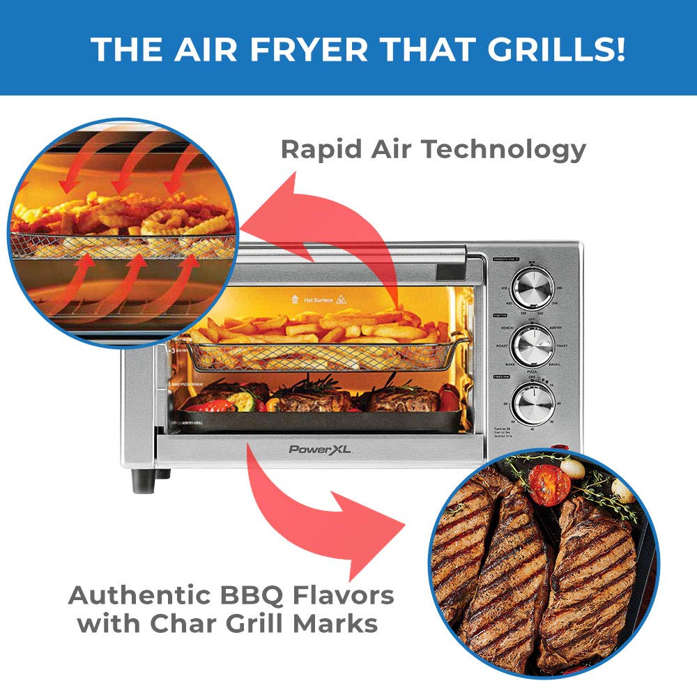 PowerXL Air Fryer Grill 8 in 1 Roast, Bake, Rotisserie, Electric Indoor