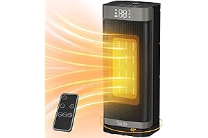 Space Heater Indoor with Thermostat, 16 Inch PTC Electric Heater, Remote Control,...