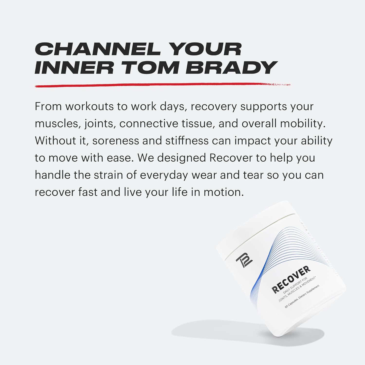 TB12 Recover - Premium Natural Recovery Supplement with Tart Cherry, Egg Membrane, Curcumin, and Boswellia to Support Muscle Recovery, and Joint Mobility