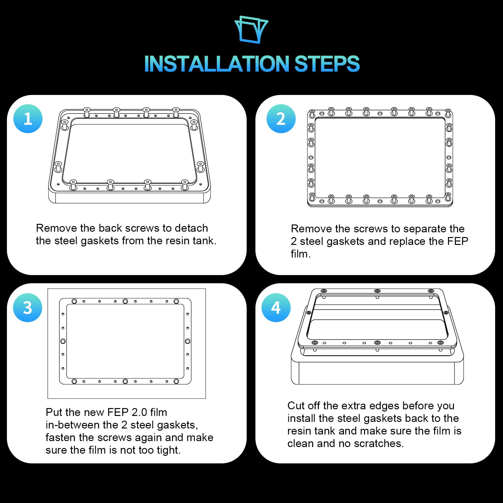 ALadrs 5 unidades FEP 2.0 NFEP para impresora 3D de resina, nFEP(PFA), película de separación para ELEGOO Saturn S, Photon M3, Sonic Mini 8K, Mono X 6K, M3 Plus 7,1" -9,25" impresora 3D de resina LCD,